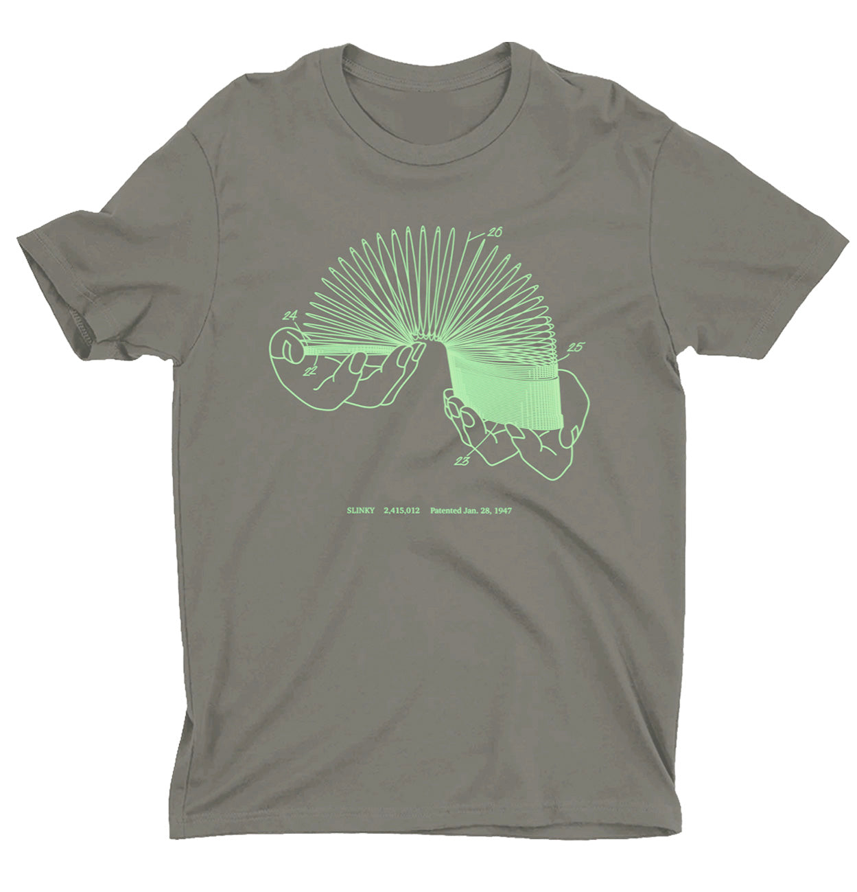 Charcoal Vernakular Ink + Sea T-shirt - Foam with Photo - Green Patent Slinky Project - Designs